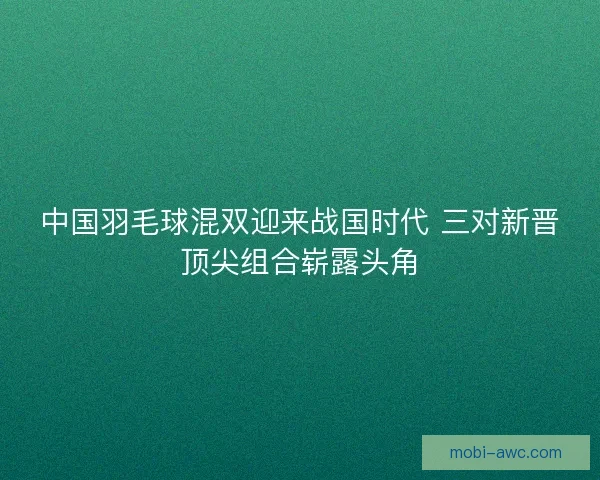 中国羽毛球混双迎来战国时代 三对新晋顶尖组合崭露头角